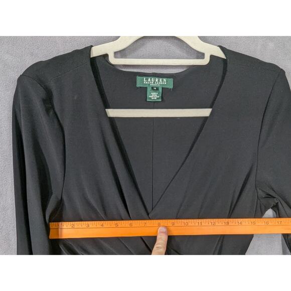 Ralph Lauren Dress Black Size 12 Faux Wrap - Picture 8 of 10